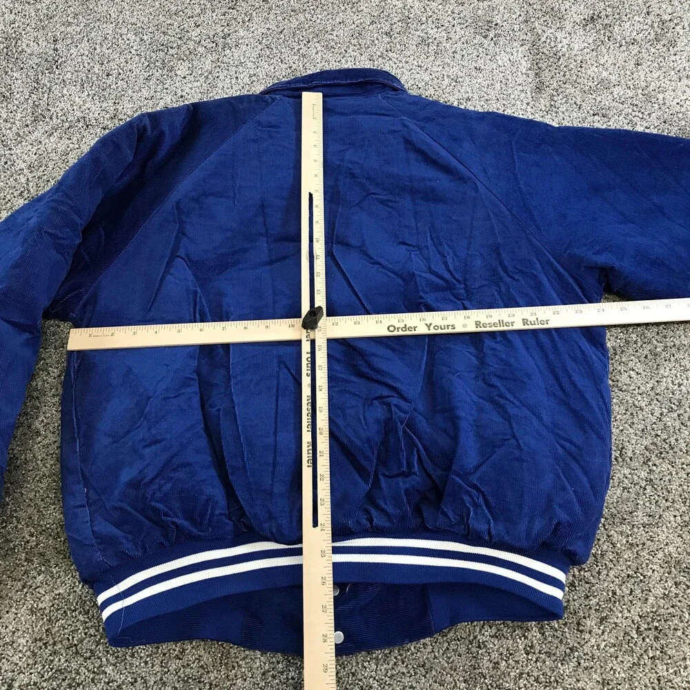 Vintage Hartwell Varsity Jacket Mens XL Royal Blue Corduroy White Striped Snaps